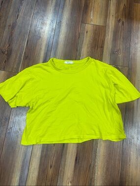 rag & bone Neon Yellow Cropped Crewneck Tee